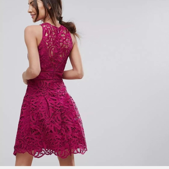 NWT Adelyn Rae Dylan applique lace dress magenta size small - Picture 4 of 10